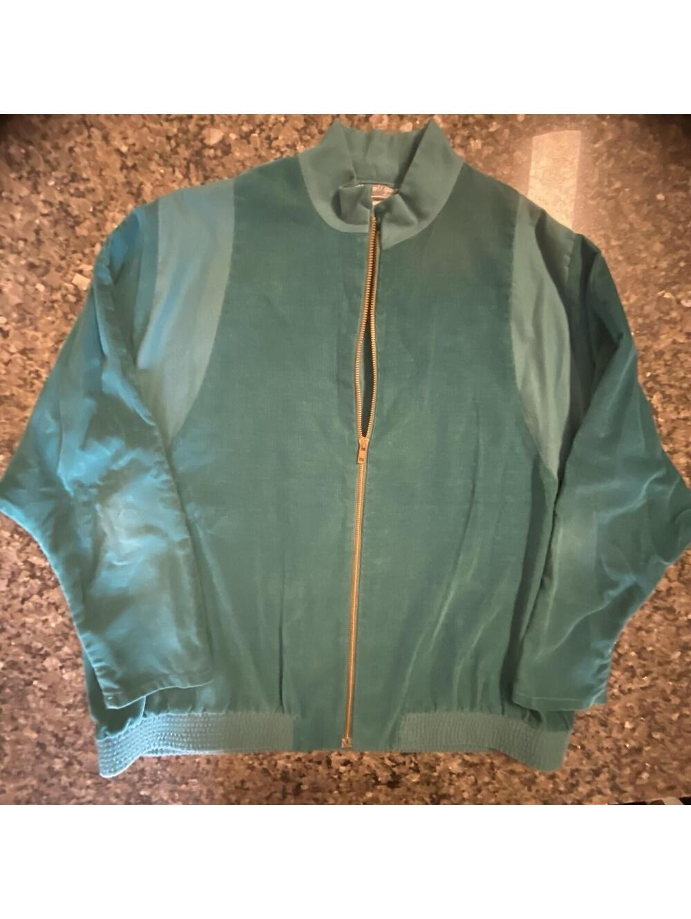 Thomas U. Sport Teal Zip Jacket Vintage Women's Size 12 Long Sleeve Short